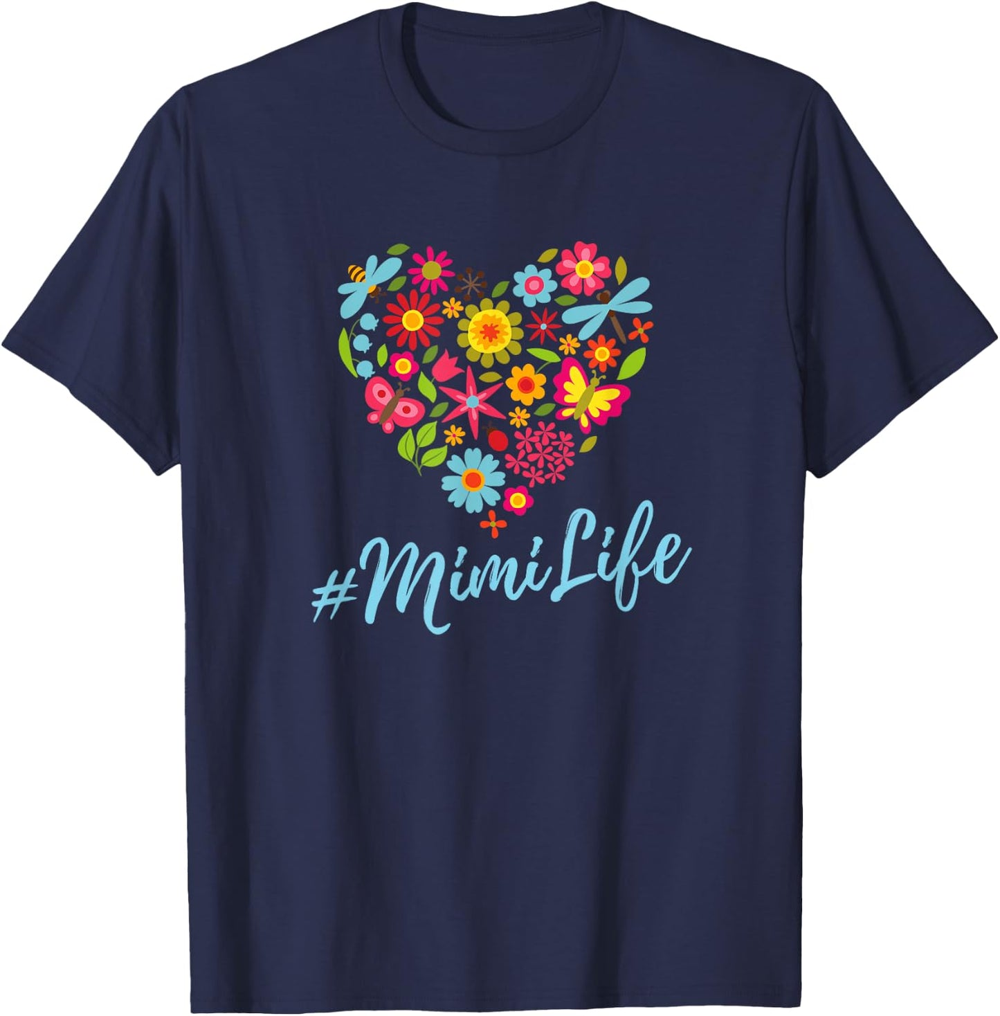 Heart of Flowers Mimi Life #mimilife T-Shirt - T-Shirt | Navy