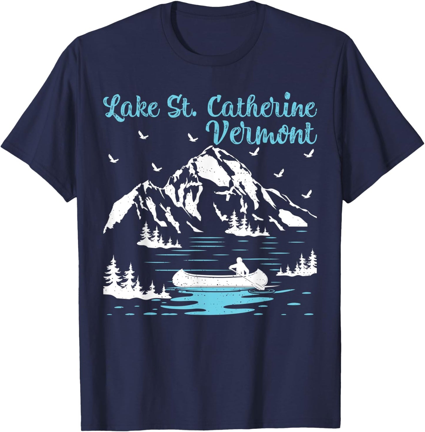 Summer Vacation Retro Vermont Lake St. Catherine Men Women Kids T-Shirt - T-Shirt | Navy