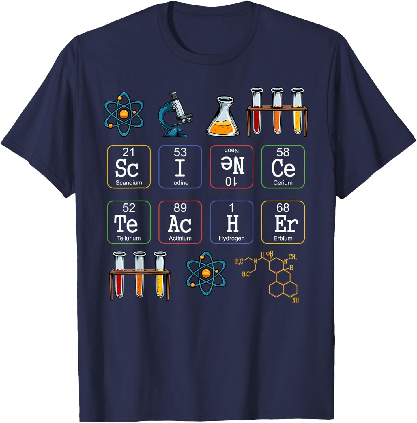 Science Teacher Periodic Table Biology Chemistry Physics Women Kids T-Shirt - T-Shirt | Navy