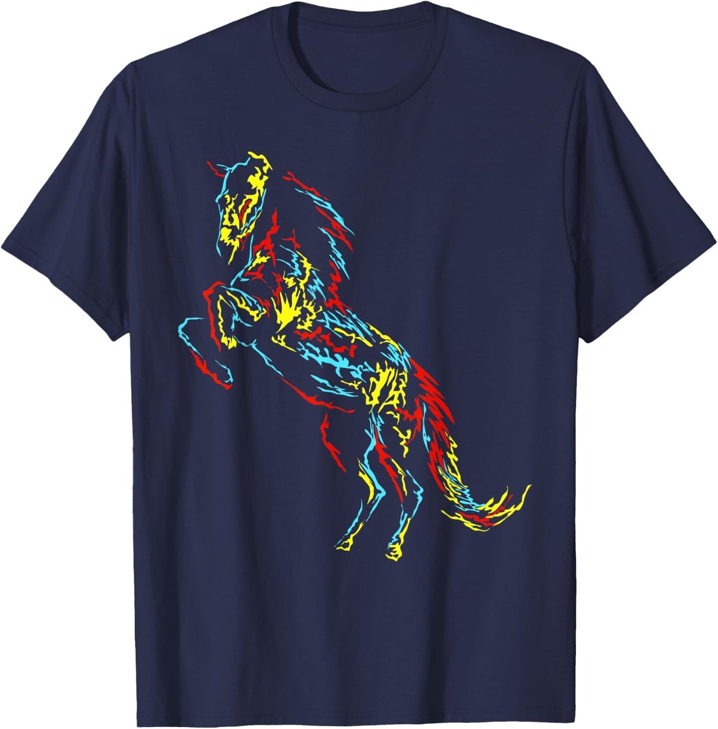Colourful Abstract Art | Riding Funny Horses T-Shirt - T-Shirt | Navy