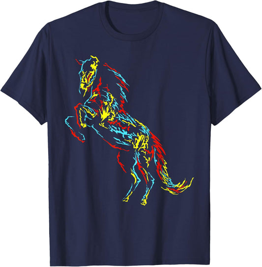 Colourful Abstract Art | Riding Funny Horses T-Shirt - T-Shirt | Navy