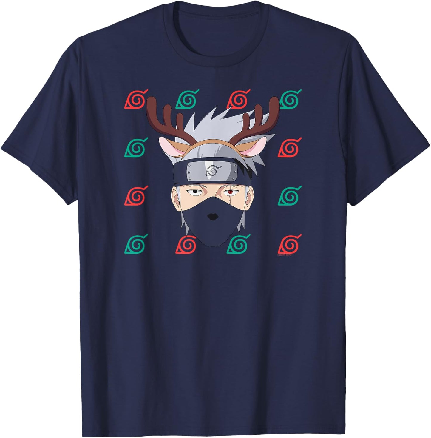 Naruto Shippuden Kakashi Christmas Reindeer Anime T-Shirt - T-Shirt | Navy