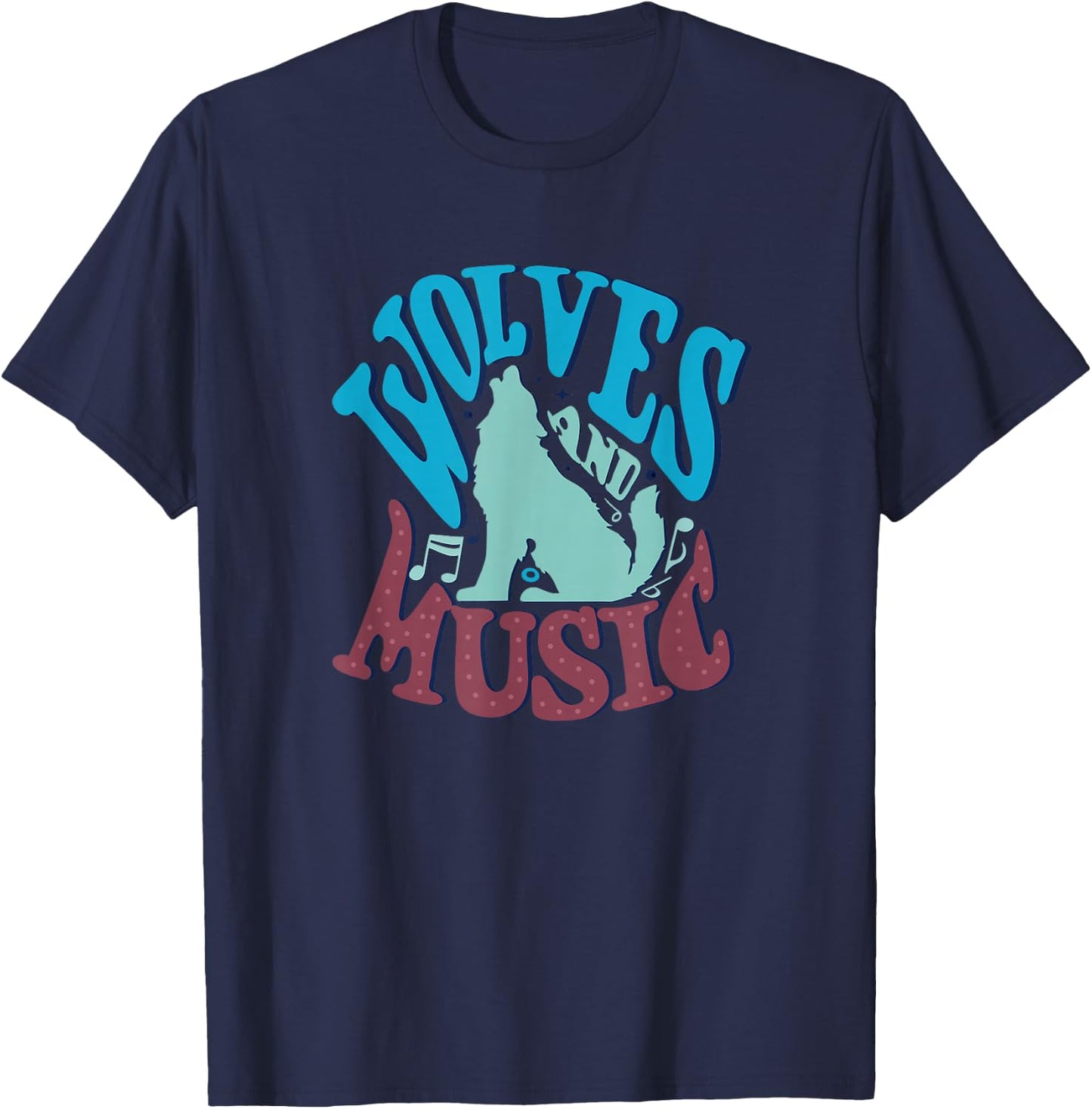 Wolves and Music Musician Piano Wolf T-Shirt - T-Shirt | Navy
