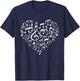 Heart Shape Musical Notes Music Lovers Gift Valentines Day T-Shirt - T-Shirt | Navy