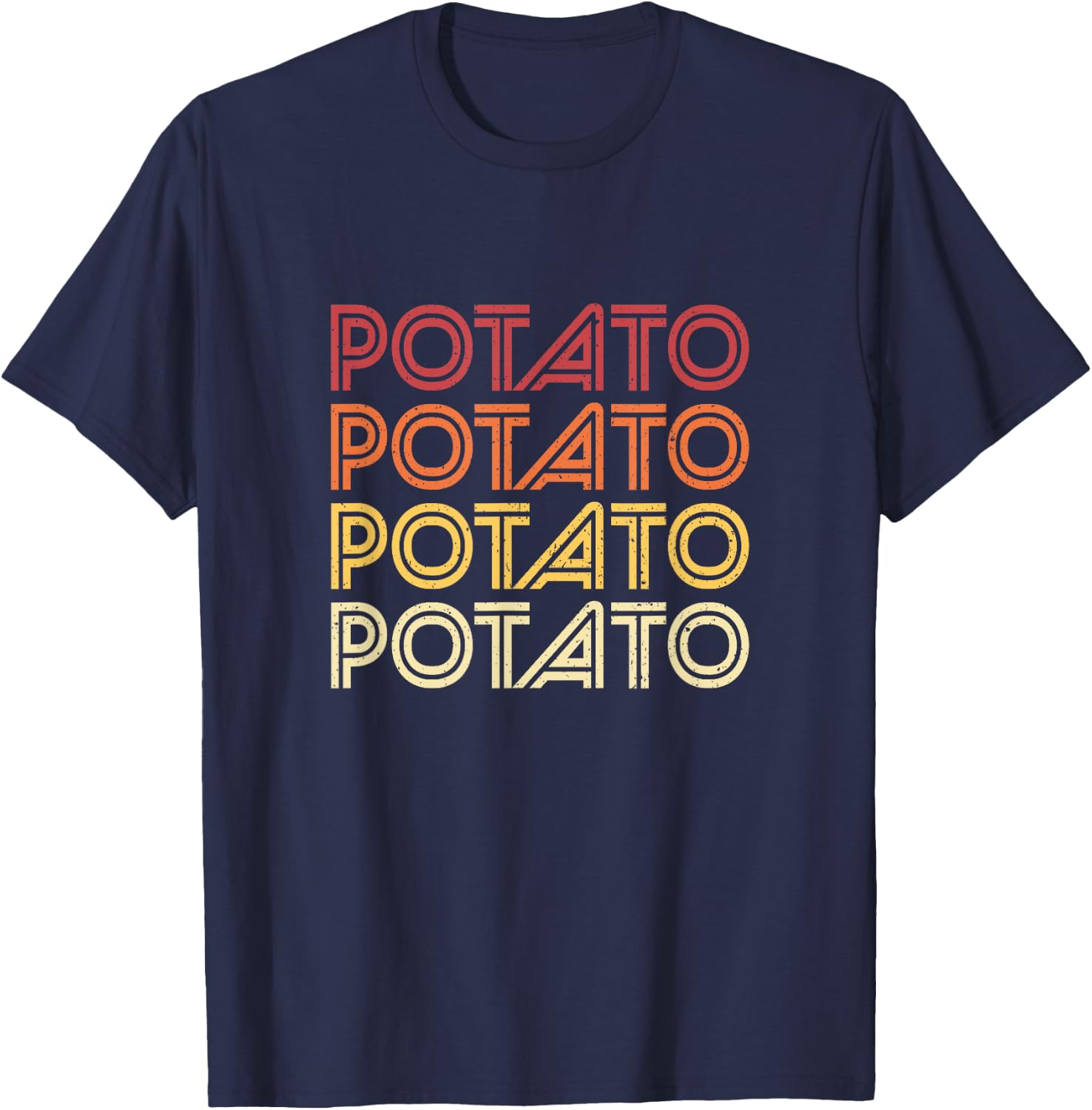 Potato Retro Potatoes Vintage Food Vegetable Vegan T-Shirt - T-Shirt | Navy