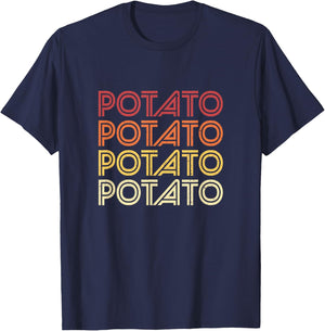 Potato Retro Potatoes Vintage Food Vegetable Vegan T-Shirt - T-Shirt | Navy