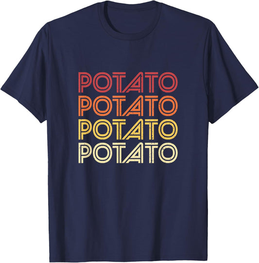 Potato Retro Potatoes Vintage Food Vegetable Vegan T-Shirt - T-Shirt | Navy