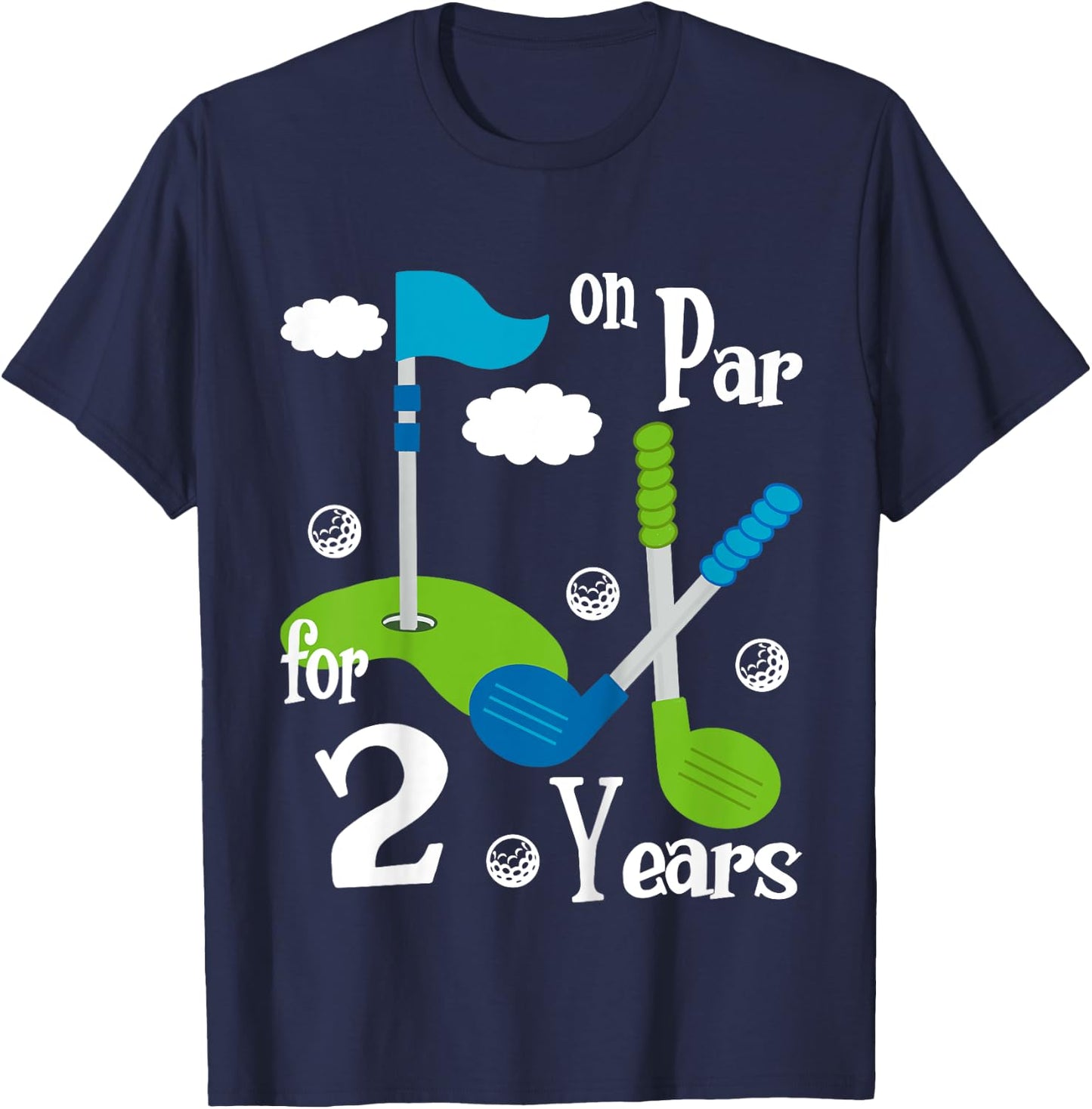 2 Year Old Golf Birthday Party Shirt Gift Boy Girl T-Shirt - T-Shirt | Navy