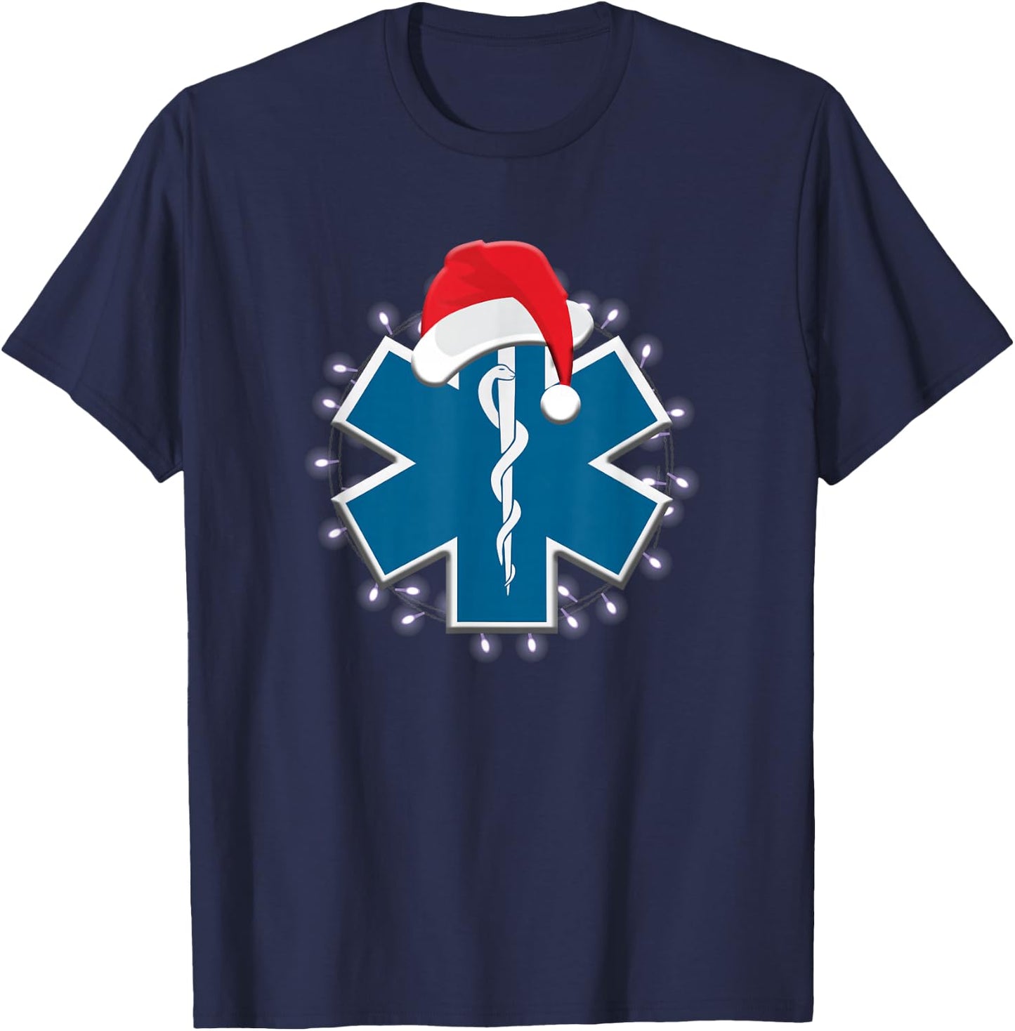 EMT Paramedic EMS Christmas Star of Life First Responder T-Shirt - T-Shirt | Navy