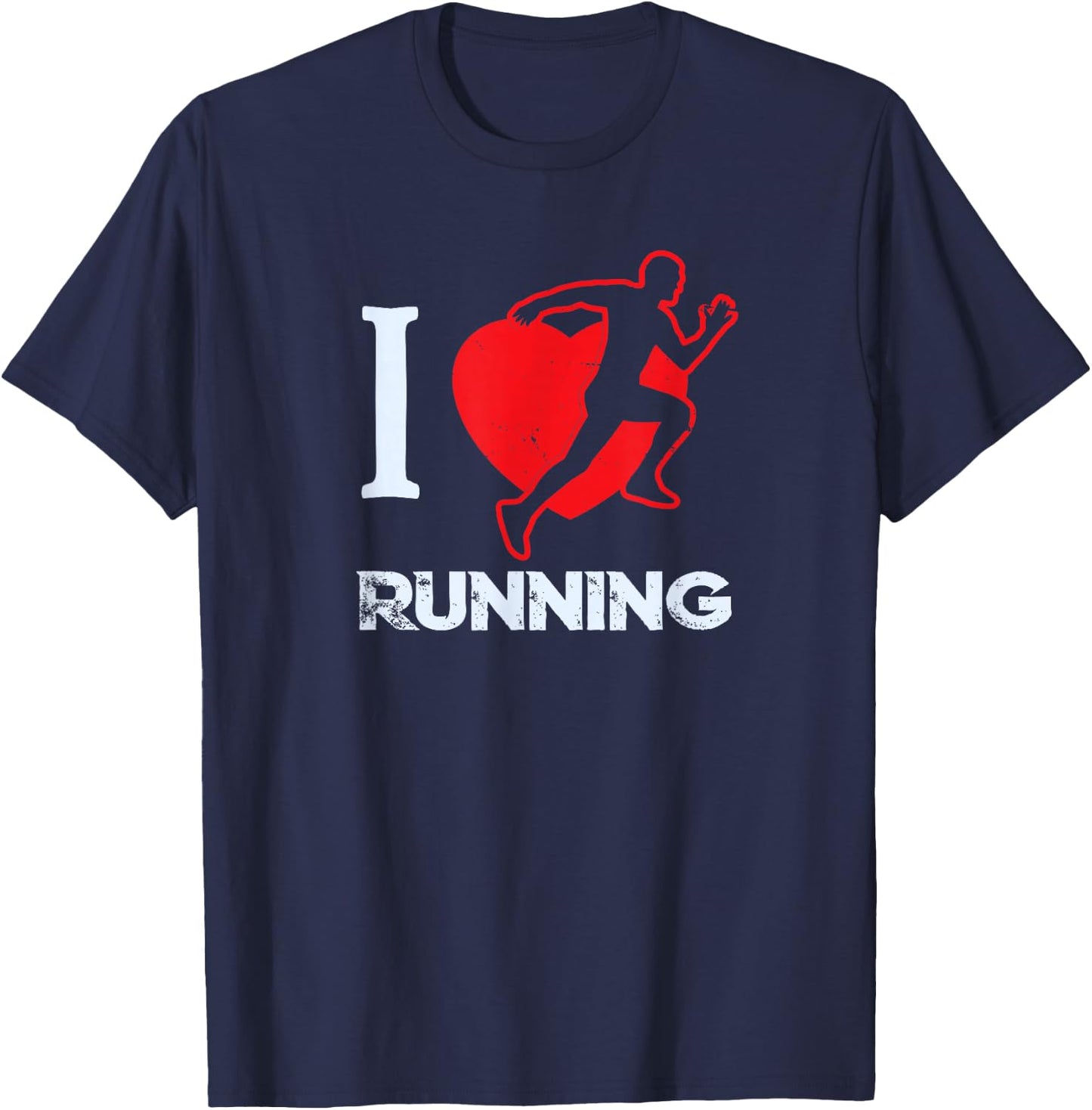 Funny I Love Running Athletics I Heart Running - Jogging T-Shirt - T-Shirt | Navy