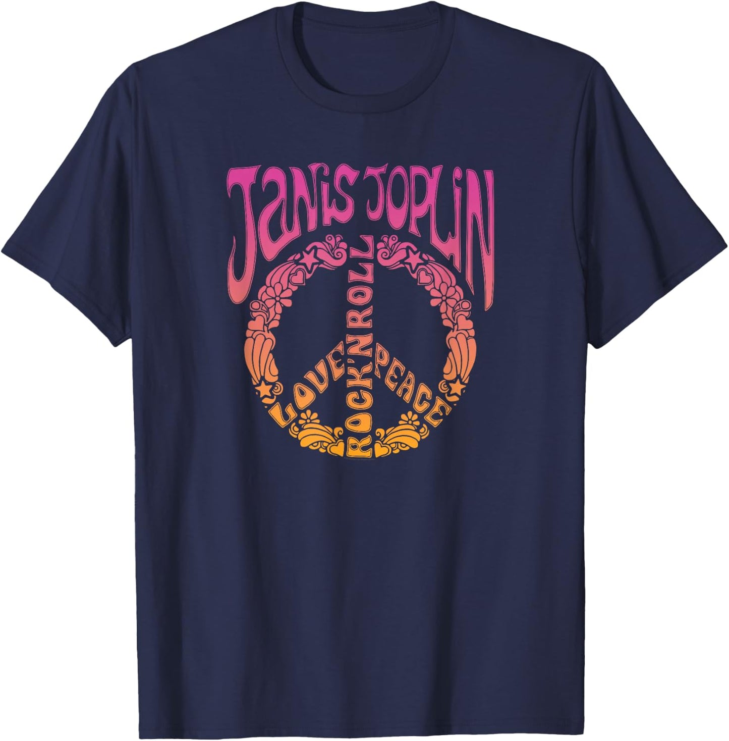 Janis Joplin Peace Art Nouveau T-Shirt - T-Shirt | Navy