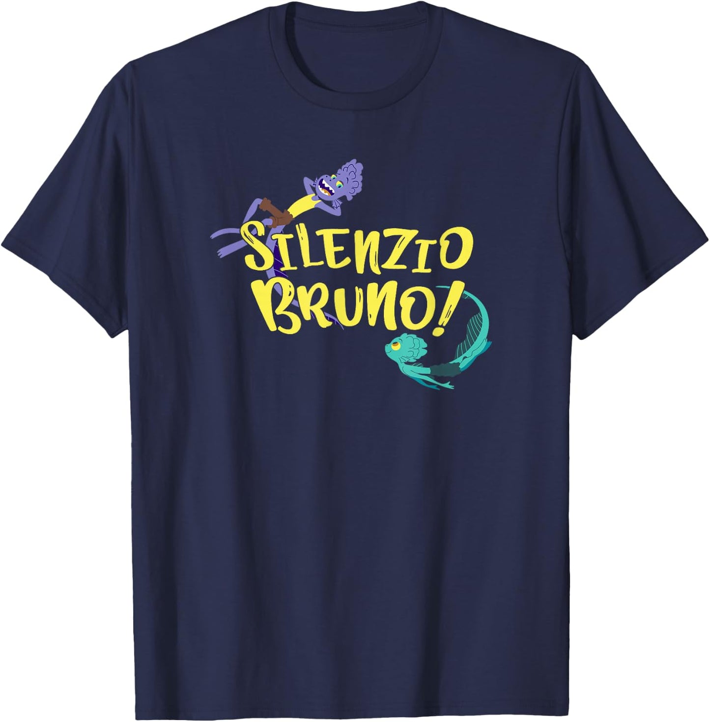 Disney Pixar Luca Silenzio Bruno! Characters Swimming T-Shirt - T-Shirt | Navy