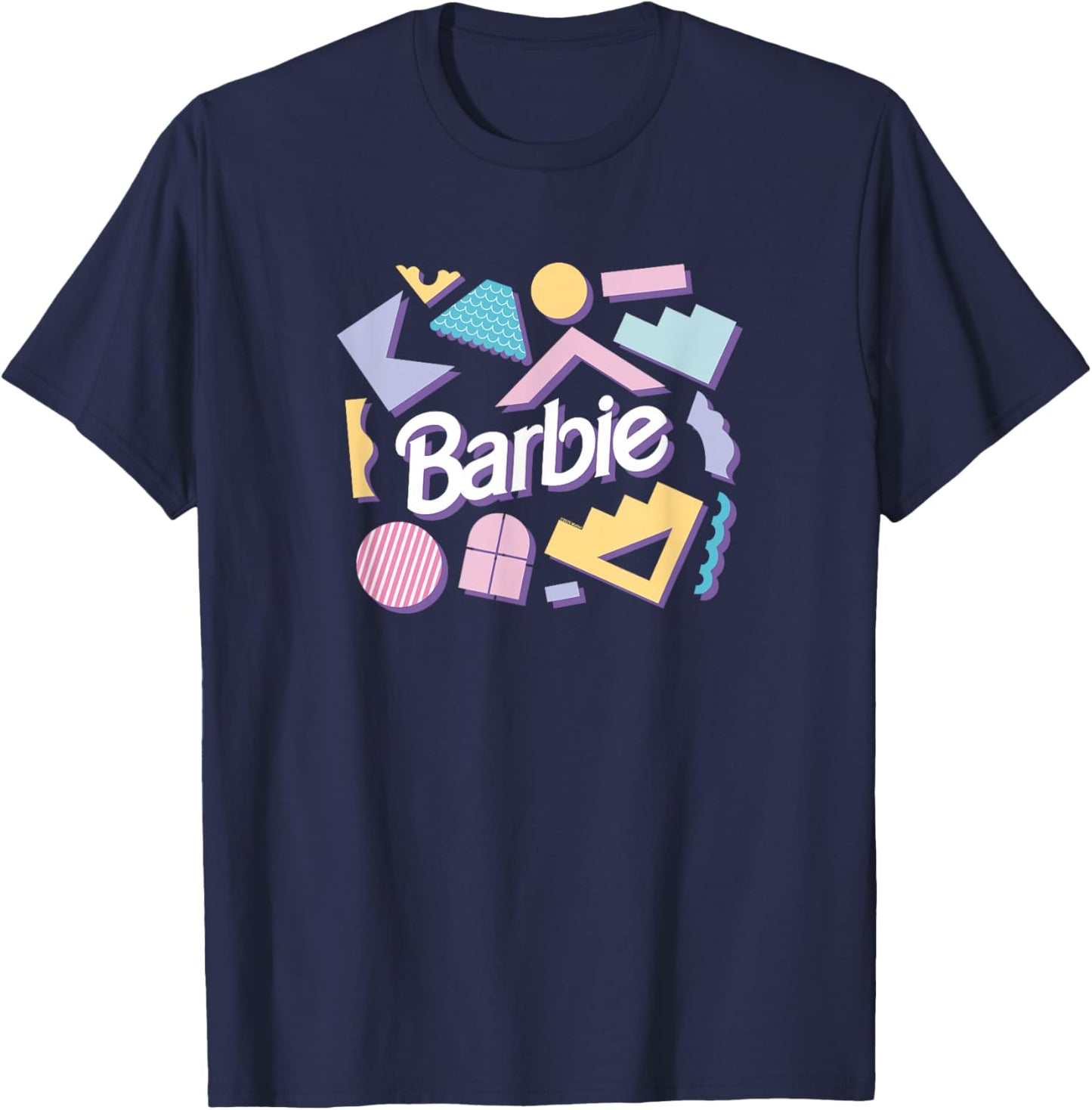 Barbie Logo Pastel 80s Shapes T-Shirt - T-Shirt | Navy