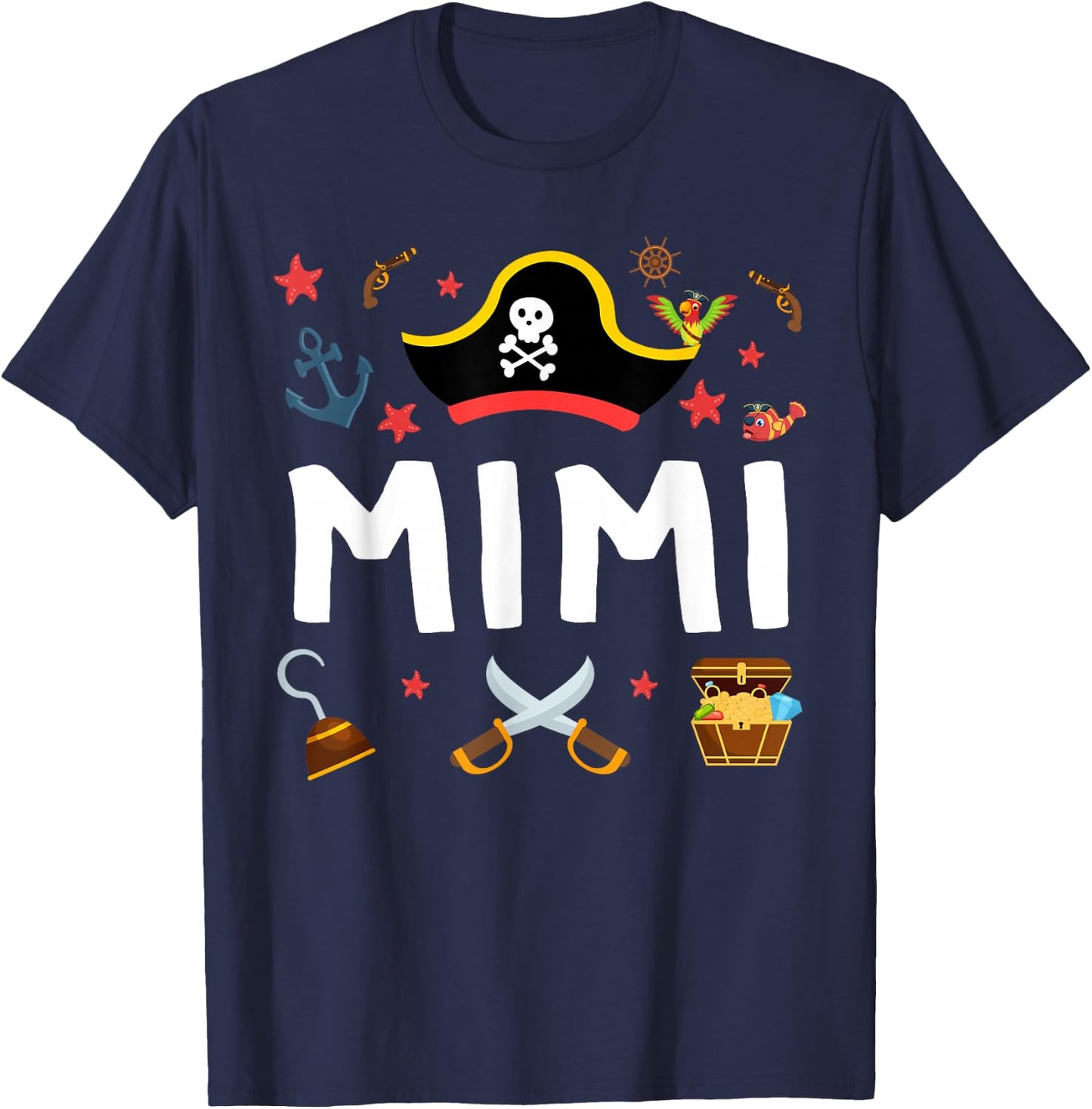 Pirate Mimi Pirate's Hat Matching Family Pirate Birthday T-Shirt - T-Shirt | Navy