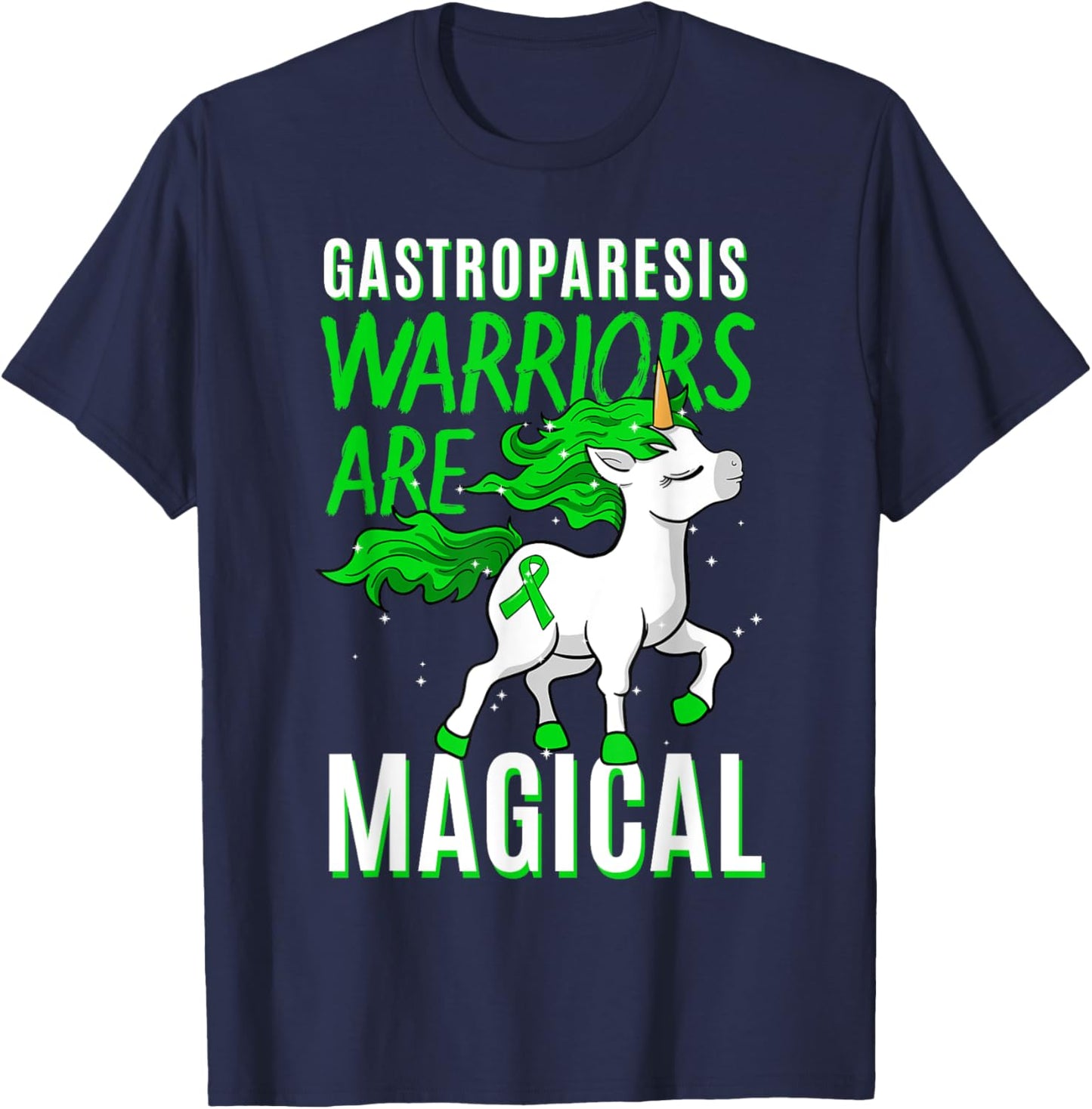 Gastroparesis Awareness Stomach Paralysis Unicorn Lover Gift T-Shirt - T-Shirt | Navy