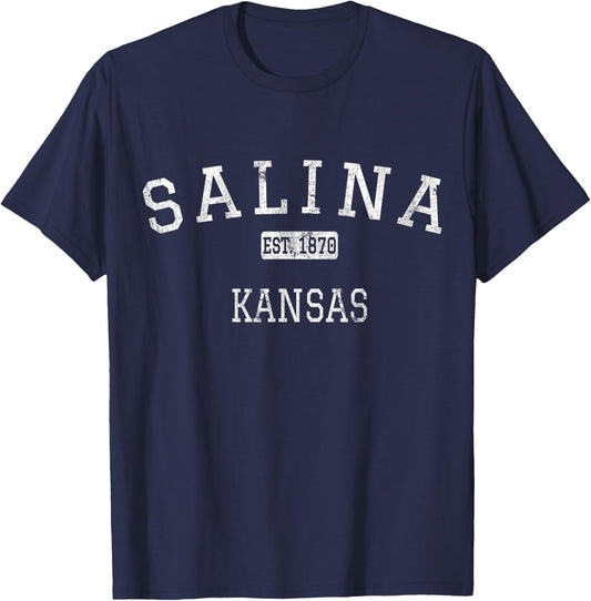 Salina Kansas KS Vintage T-Shirt - T-Shirt | Navy