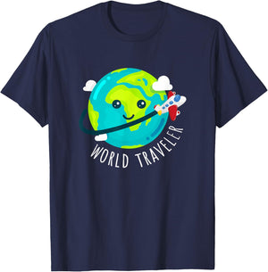 Cute Globe World Traveler T-Shirt - T-Shirt | Navy