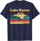 Vintage Retro Family Vacation Michigan Huron Lake T-Shirt - T-Shirt | Navy