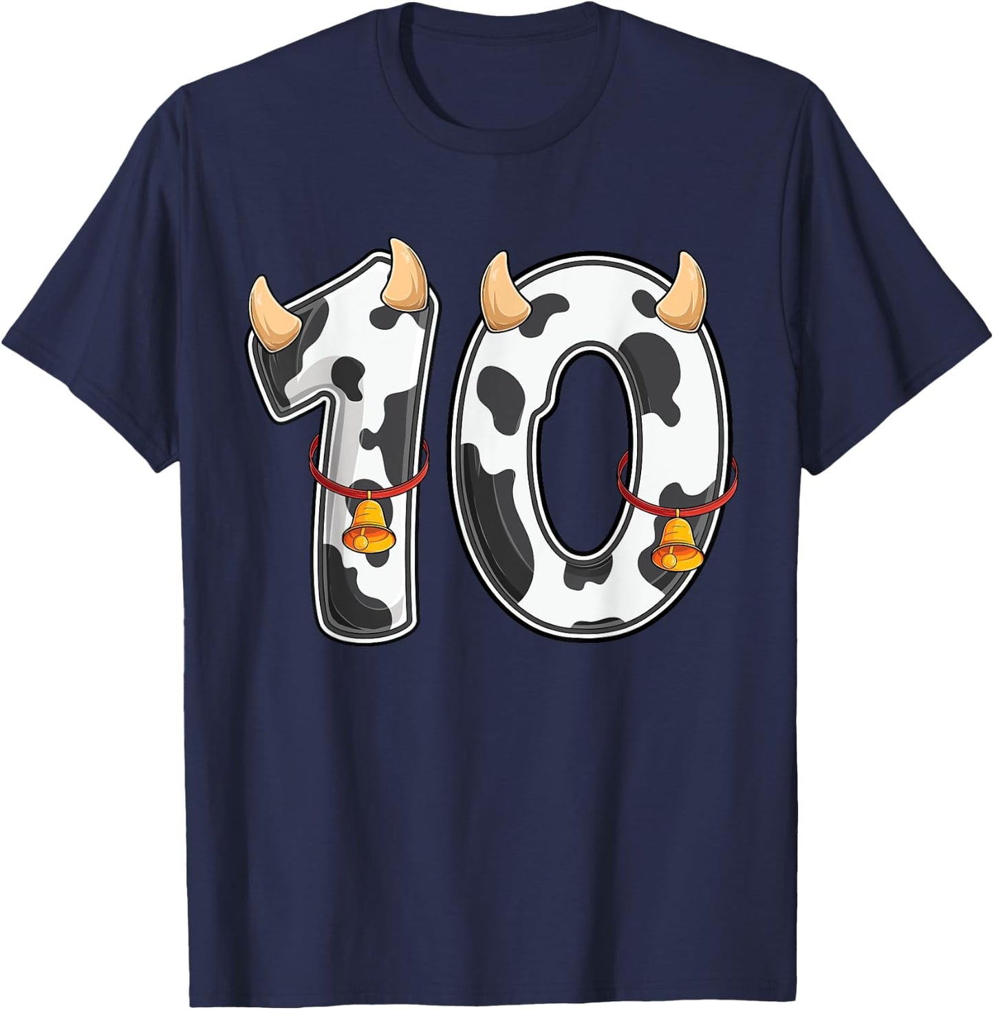 Cow Girl Boy Farmer 10th Birthday Ten 10 Years Old Bday Kids T-Shirt - T-Shirt | Navy