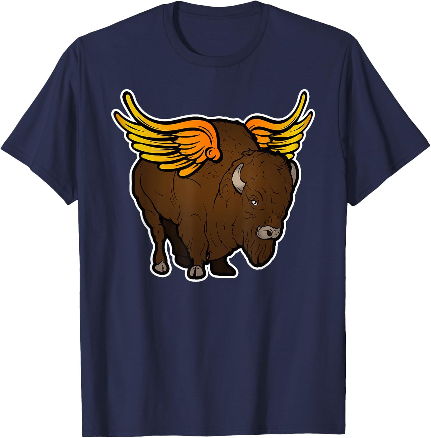 Wild Buffalo Winged Bison Angel Funny Food Art T-Shirt - T-Shirt | Navy