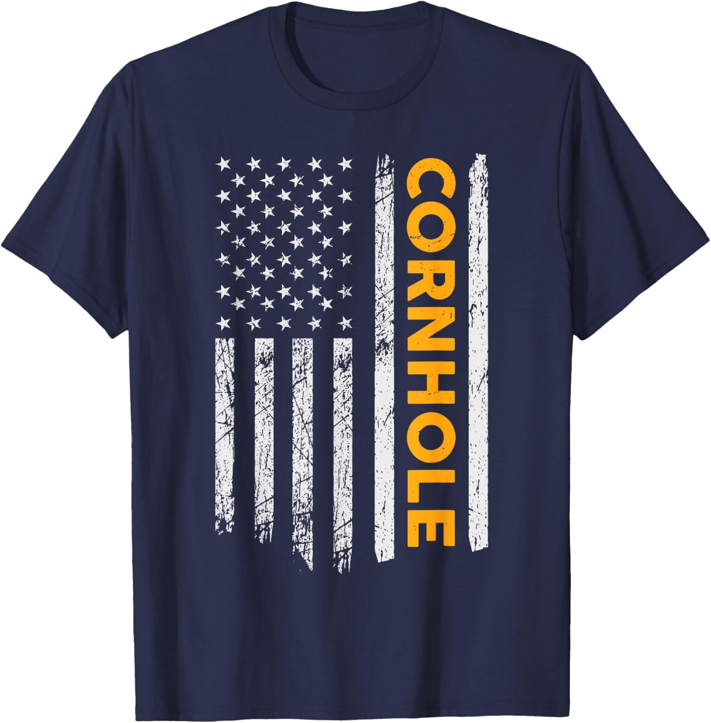 Cornhole US Flag Cornhole Game Lovers Gift Men women T-Shirt - T-Shirt | Navy