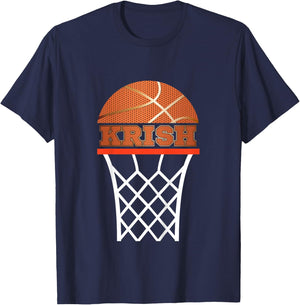Kids Basketball Apparels Boy Custom Name Krish, Youth T Shirt T-Shirt - T-Shirt | Navy