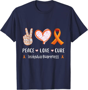 Peace Love cure leukemia awareness men women kids leukemia T-Shirt - T-Shirt | Navy
