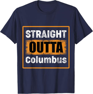 Straight Outta Columbus Ohio USA Retro Distressed Vintage T-Shirt - T-Shirt | Navy