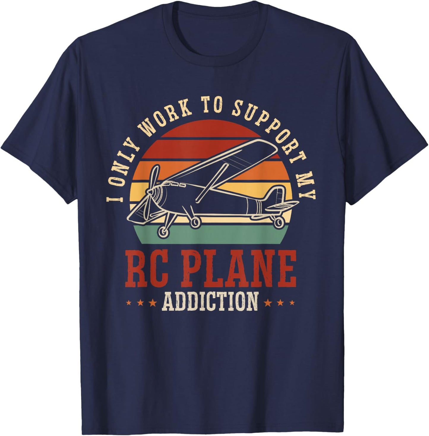 RC Plane Retro Vintage Radio Controlled Airplane T-Shirt - T-Shirt | Navy