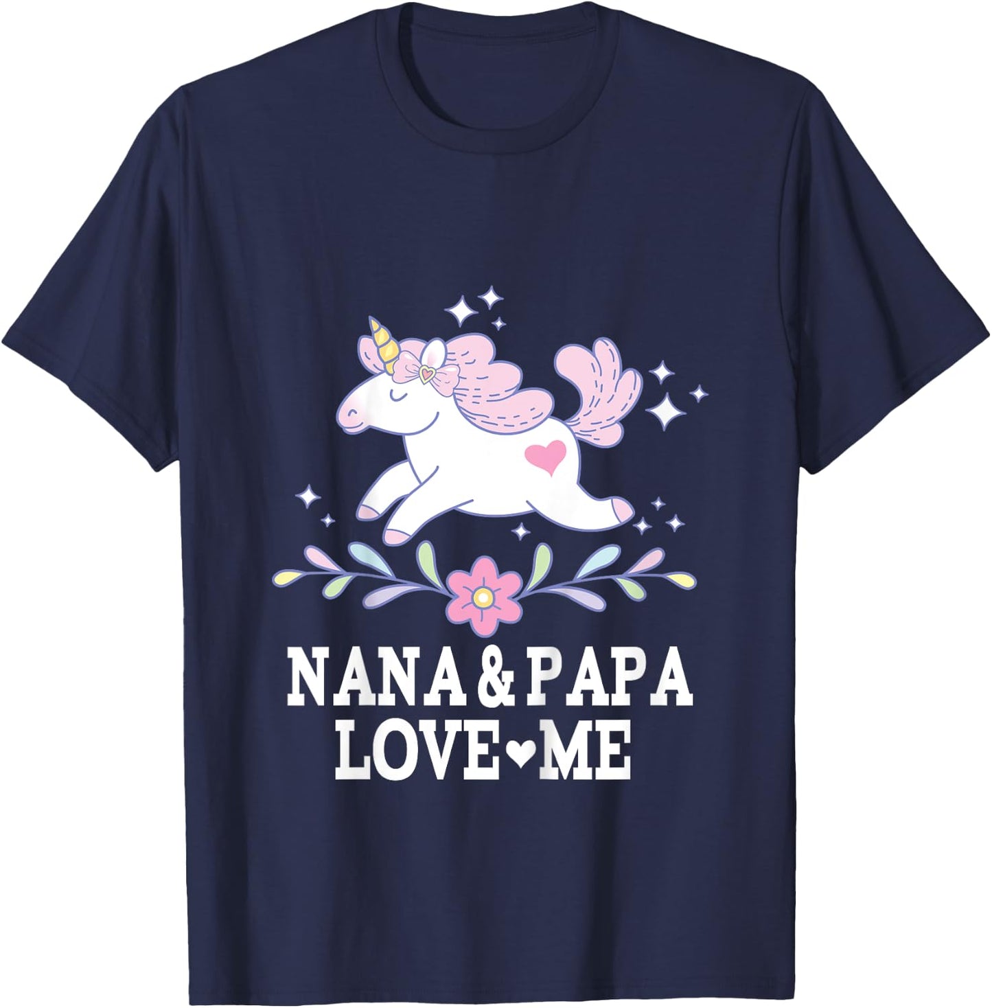 Nana and Papa Love Me Granddaughter Unicorn T-Shirt - T-Shirt | Navy
