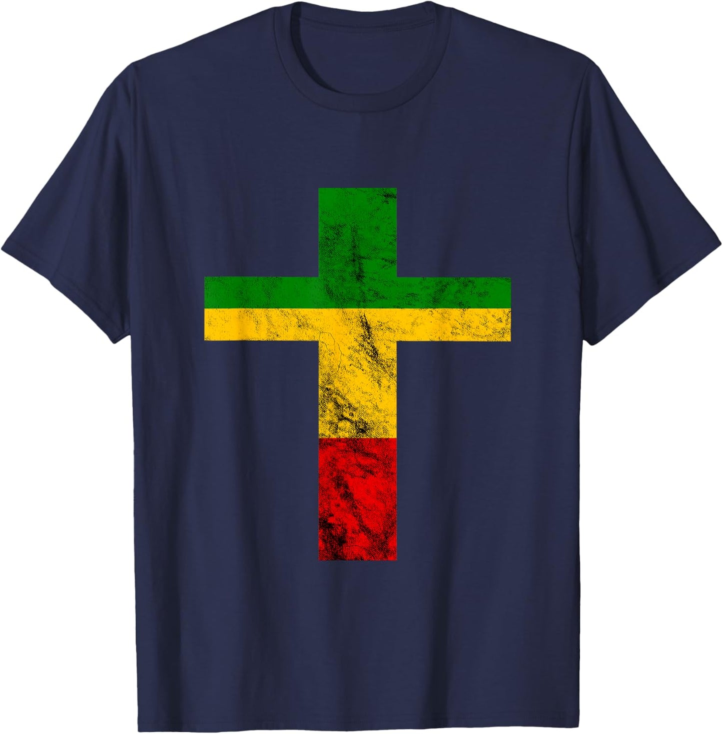 Rasta Reggae Jesus Cross Faith Rastafari Roots Reggae Lover T-Shirt - T-Shirt | Navy
