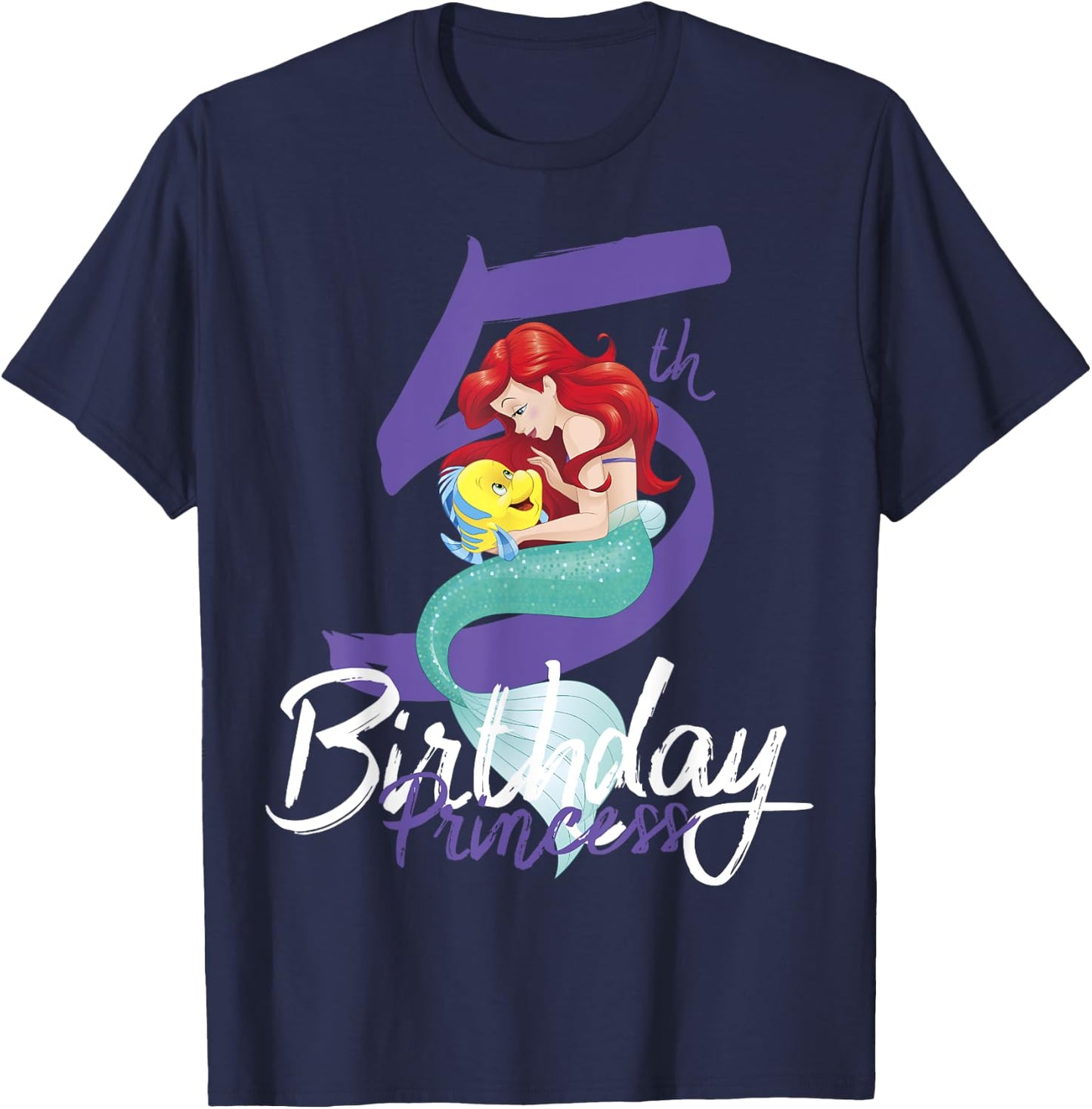 Disney Little Mermaid Ariel 5th Birthday Princess T-Shirt - T-Shirt | Navy