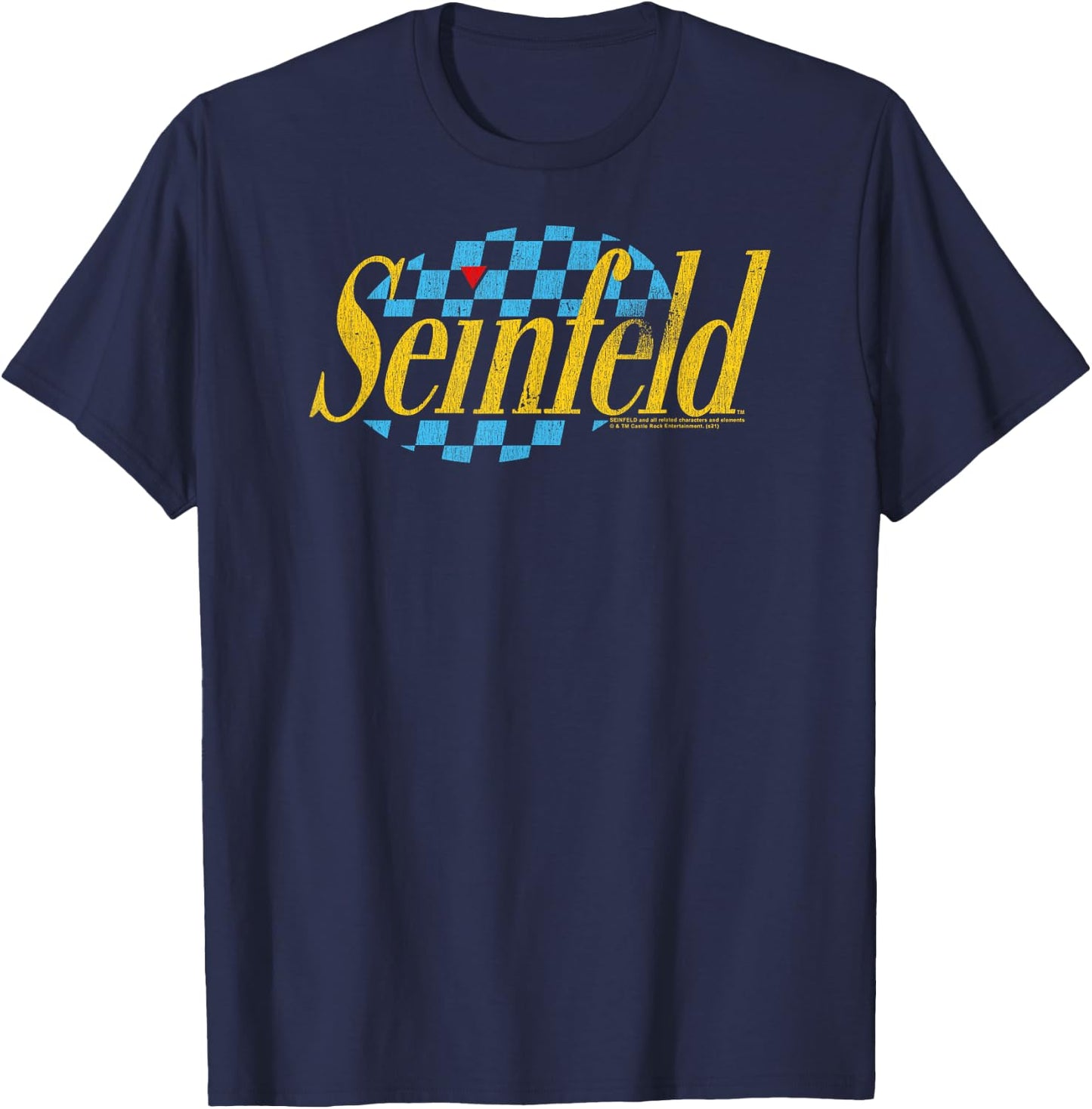 Seinfeld Checkered Logo Retro 90's TV Show T-Shirt - T-Shirt | Navy