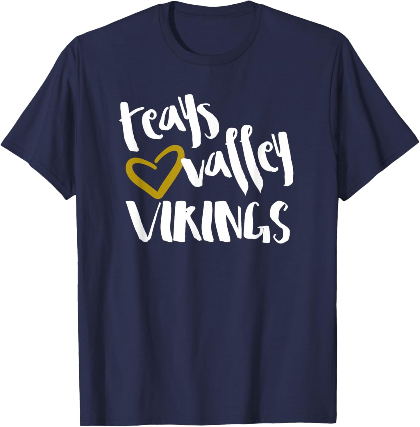 Teays Valley OH Viking Gold Colored Heart School Spirit T-Shirt - T-Shirt | Navy