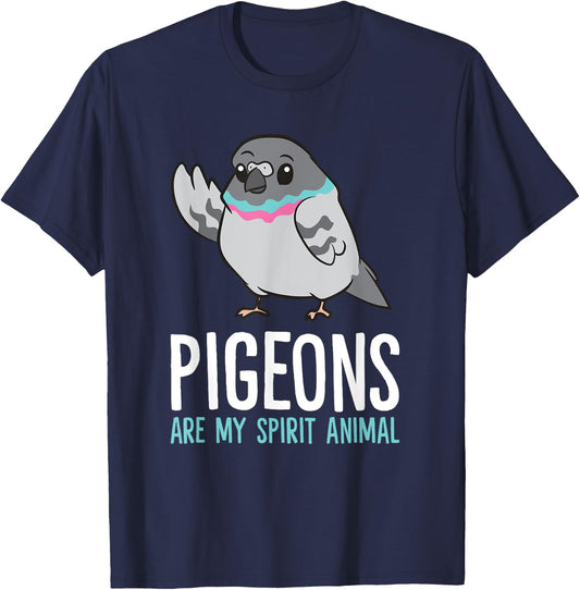 Pigeon Bird Lover Funny Pigeons Are My Spirit Animal T-Shirt - T-Shirt | Navy
