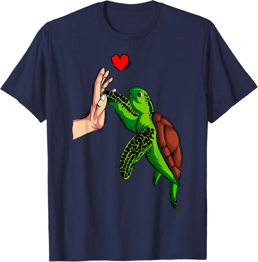 Turtles Love Children Girls Ladies Turtle T-Shirt - T-Shirt | Navy