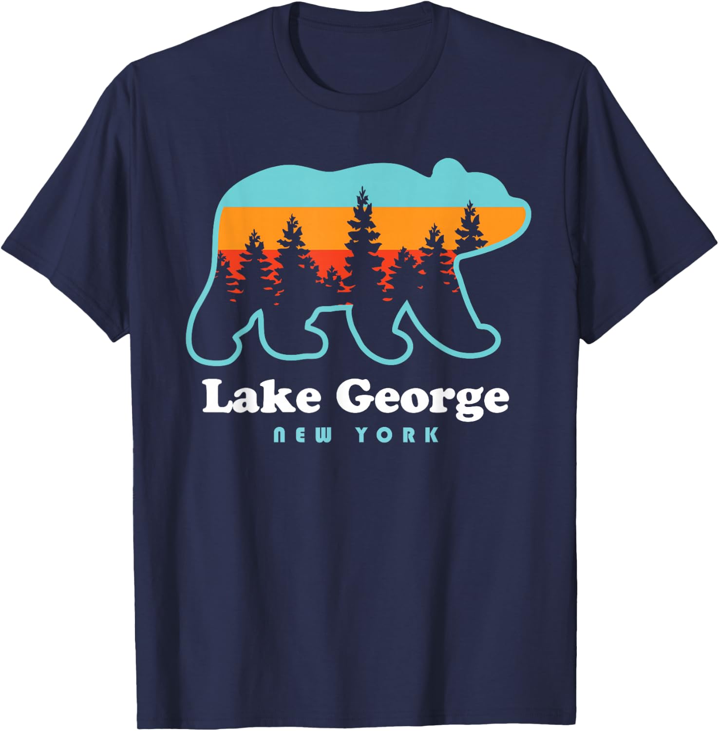 Lake George NY Bear Lake George New York T-Shirt - T-Shirt | Navy