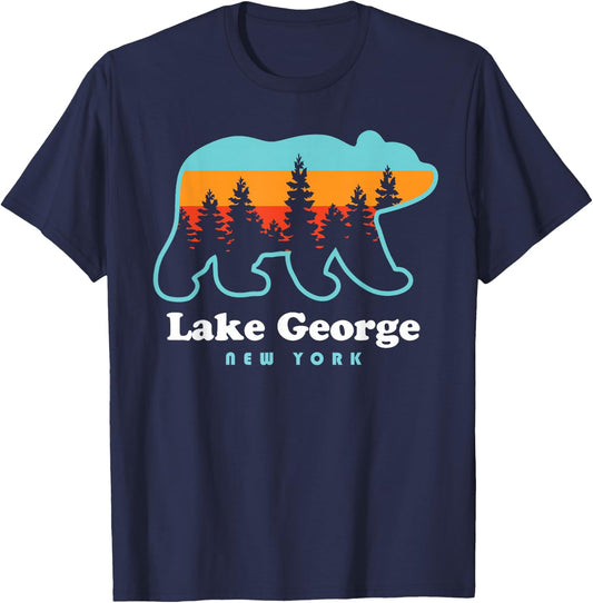 Lake George NY Bear Lake George New York T-Shirt - T-Shirt | Navy