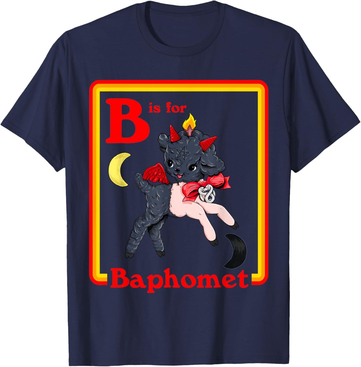 B for Baphomet Satanic Cute Devil Retro Vintage Satan Tarot T-Shirt - T-Shirt | Navy