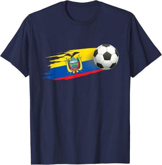 Ecuador Flag Jersey - Soccer Ball Football T-Shirt - T-Shirt | Navy