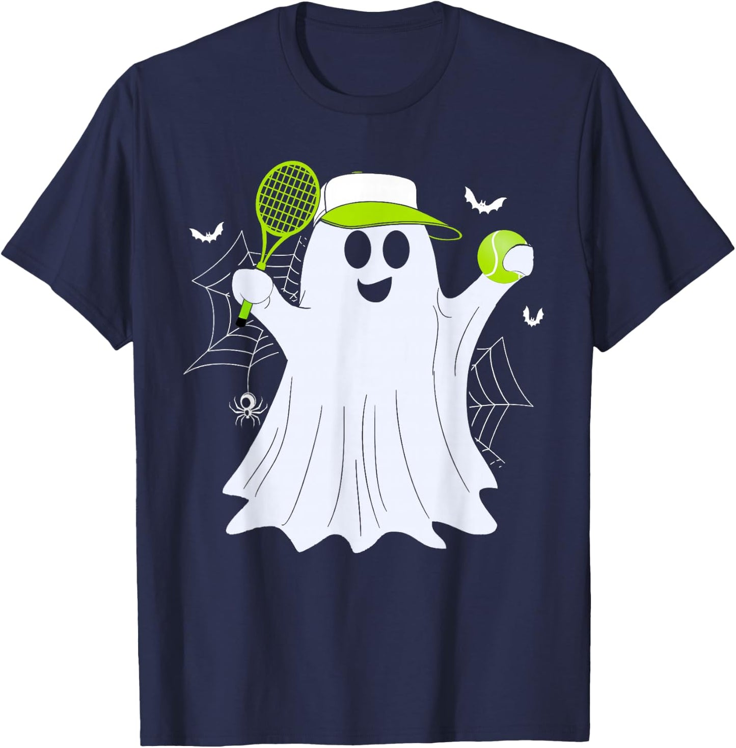 Boo Ghost Playing Tennis Funny Halloween Tennis Costume T-Shirt - T-Shirt | Navy