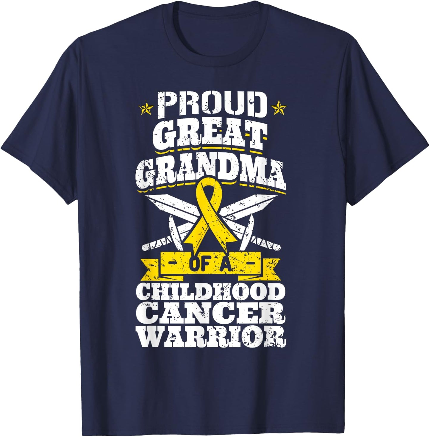 Proud Great Grandma Of A Childhood Cancer Warrior Awareness T-Shirt - T-Shirt | Navy