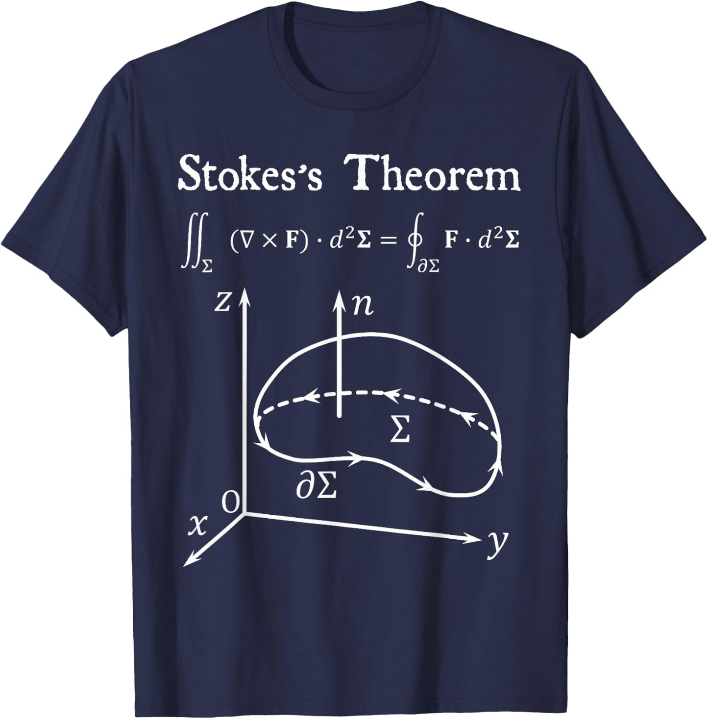 Nerdy Stoke's Theorem Calculus Math Teacher Calc Student Wt T-Shirt - T-Shirt | Navy