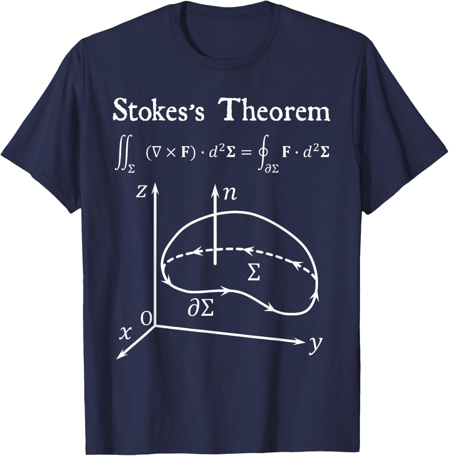Nerdy Stoke's Theorem Calculus Math Teacher Calc Student Wt T-Shirt - T-Shirt | Navy