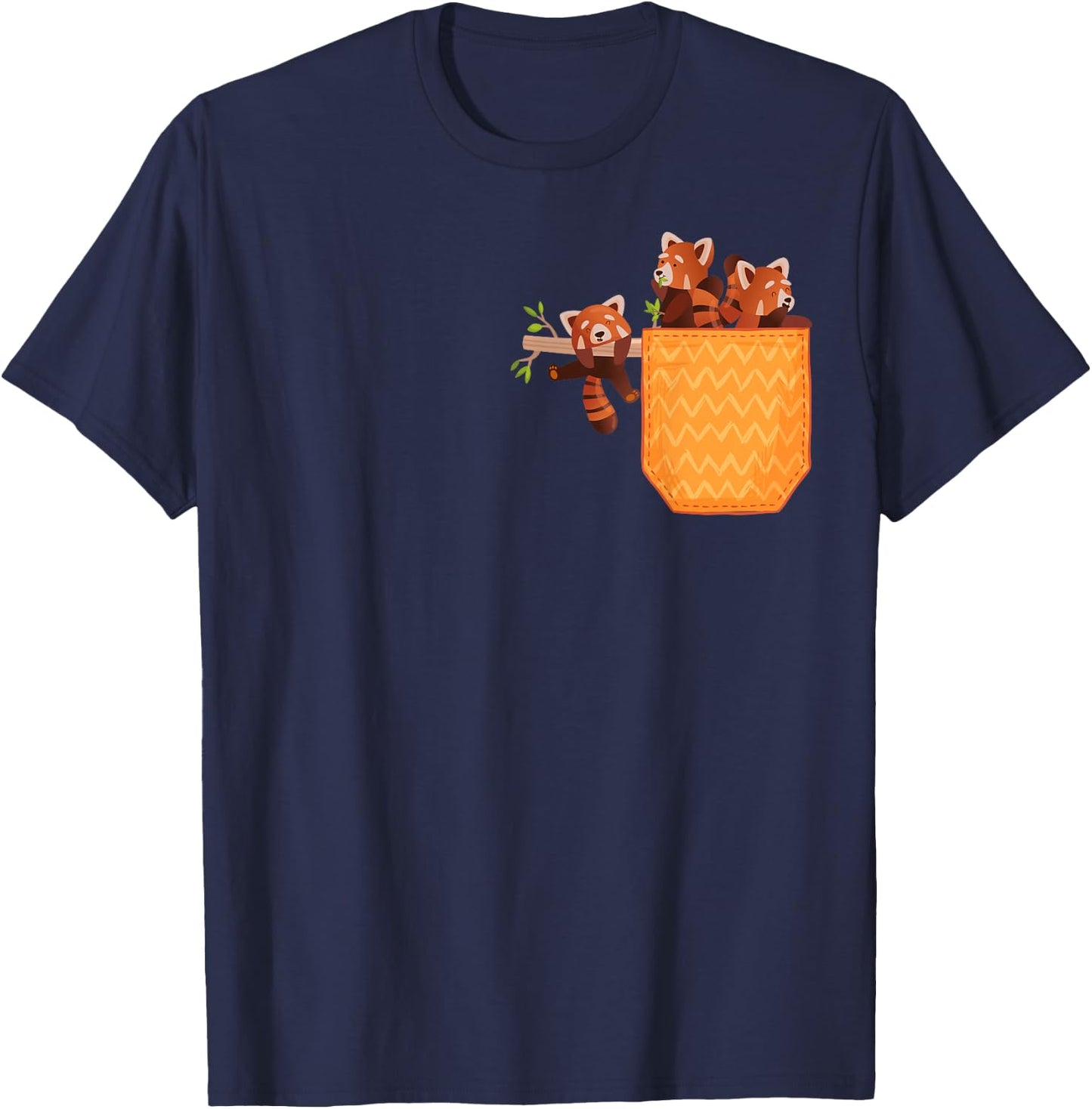 Red Panda In Pocket Funny Red Pandas Animal Lover Graphic T-Shirt - T-Shirt | Navy
