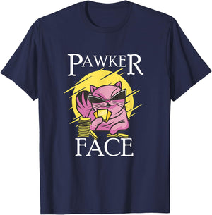 Pawker Face Poker Face - Cat Plays Poker T-Shirt - T-Shirt | Navy