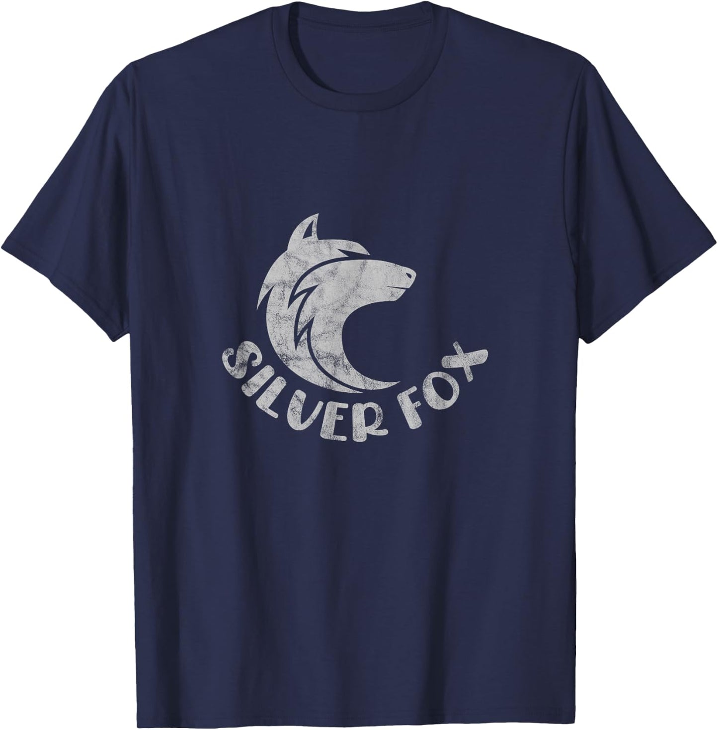 Silver Fox Foxes Forest Animal Distressed Look T-Shirt - T-Shirt | Navy