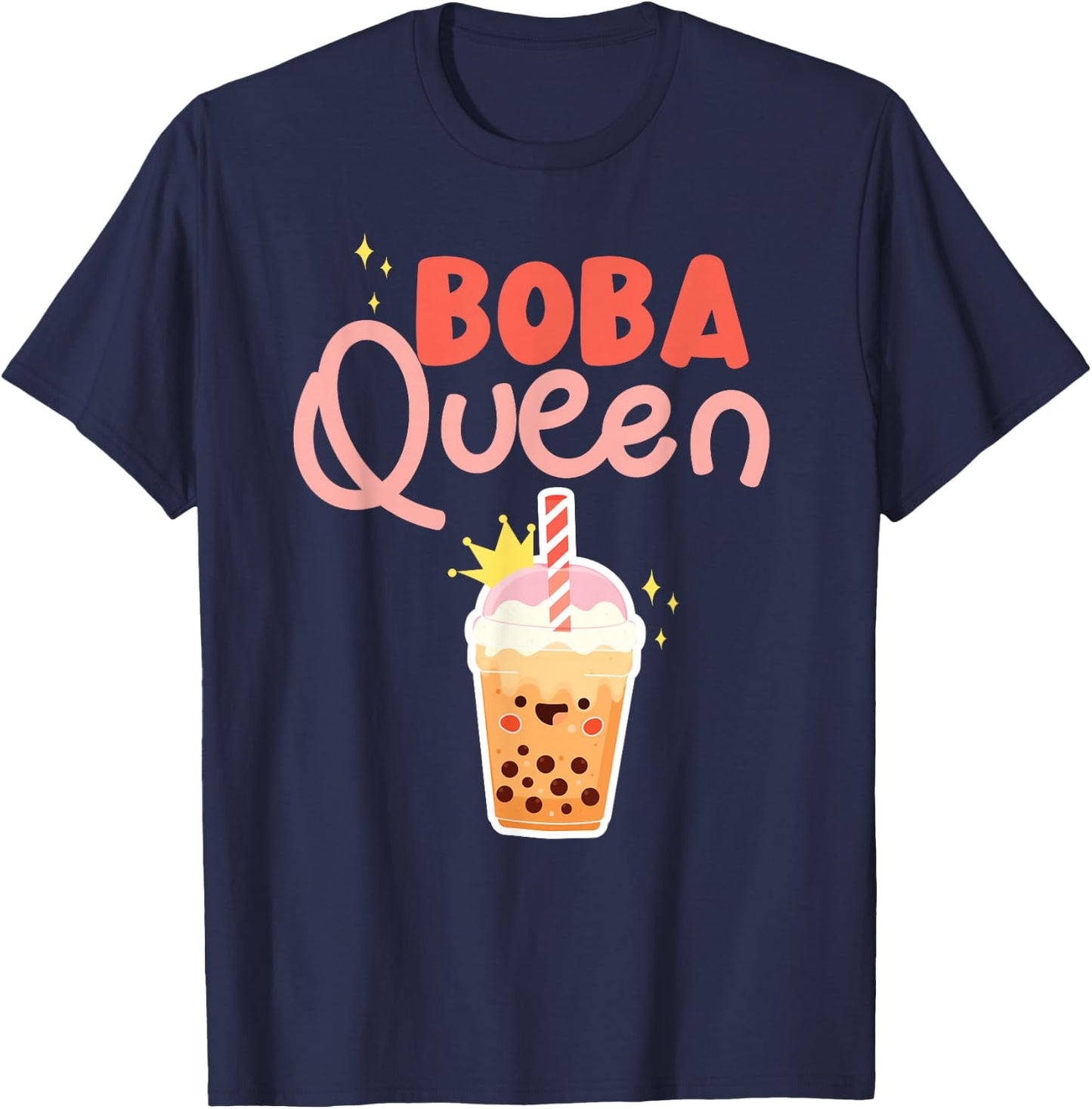 Bubble Boba Queen Tea T-Shirt - T-Shirt | Navy