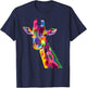 Color Critters Cute Rainbow Giraffe Display Vibrant Zoo Giraffe T-Shirt - T-Shirt | Navy