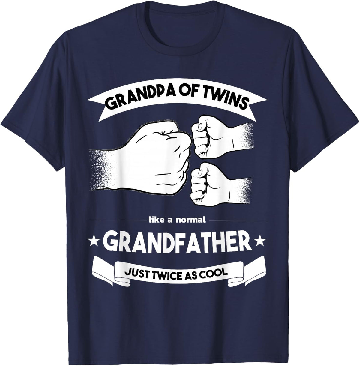 Grandpa of Twins Baby Announcement Party Twin Grandfather T-Shirt - T-Shirt | Navy